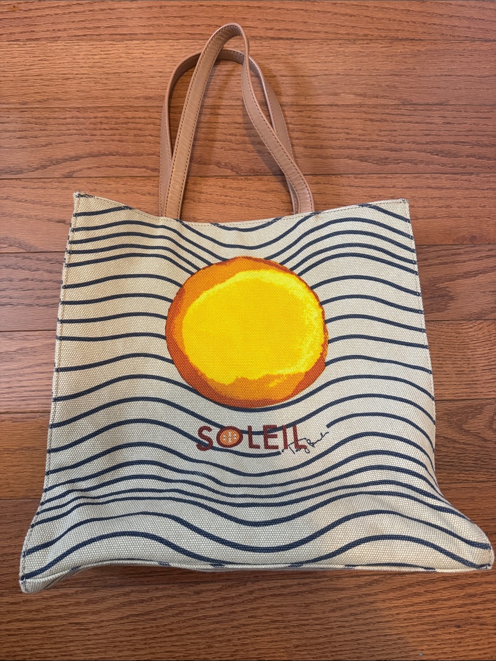 Tory Burch Canvas Tote Bag in Yellow and Navy